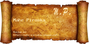 Mahr Piroska névjegykártya